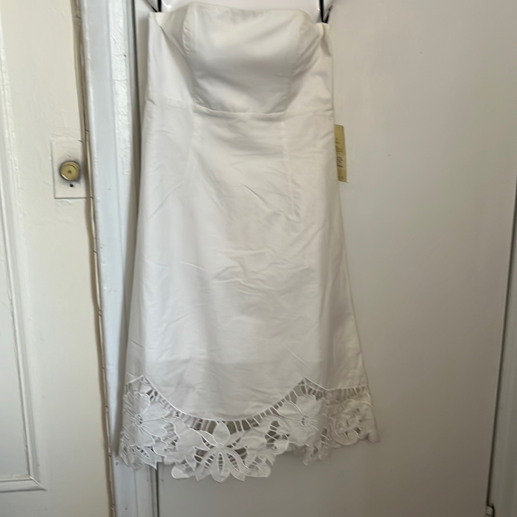 Betsey Johnson Strapless 100% Cotton Lined Dress.Zippered On The Back